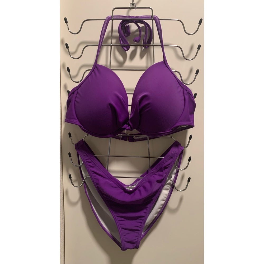 Lady M Purple High Leg Push Up Pageant Bikini